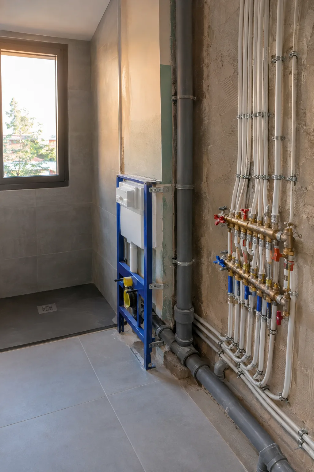 Instalación de fontanería nueva con tubería multicapa y colector